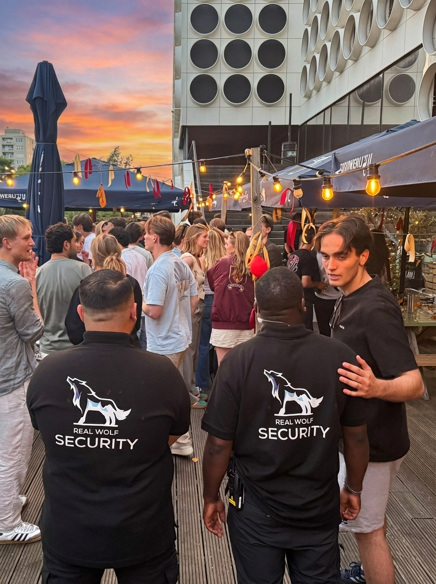 Real Wolf Security beveiligers op een evenement